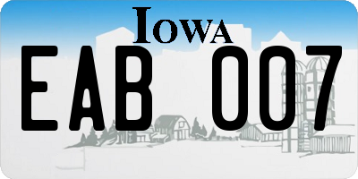 IA license plate EAB007