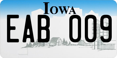 IA license plate EAB009