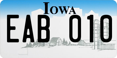 IA license plate EAB010