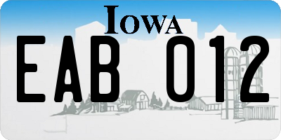 IA license plate EAB012