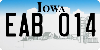 IA license plate EAB014