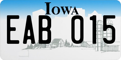 IA license plate EAB015