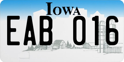 IA license plate EAB016