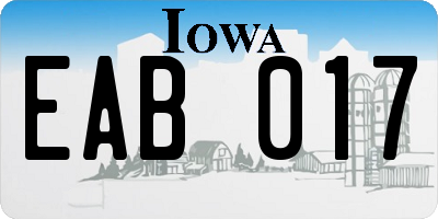 IA license plate EAB017