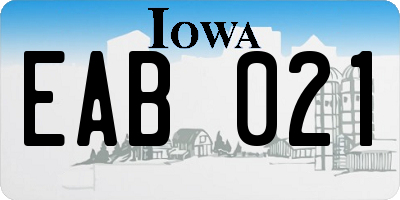 IA license plate EAB021