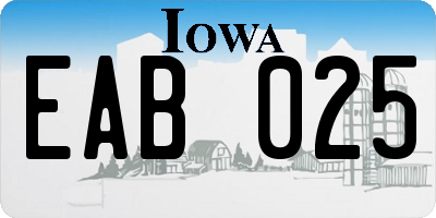 IA license plate EAB025