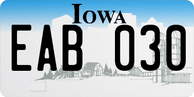 IA license plate EAB030