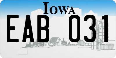 IA license plate EAB031