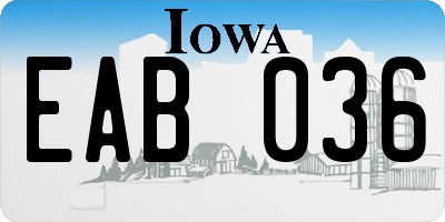 IA license plate EAB036