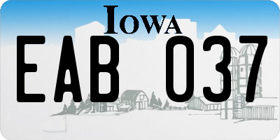 IA license plate EAB037