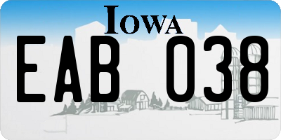 IA license plate EAB038