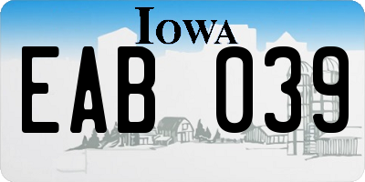 IA license plate EAB039