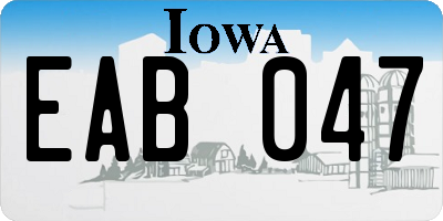 IA license plate EAB047