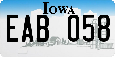 IA license plate EAB058