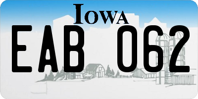 IA license plate EAB062