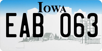 IA license plate EAB063