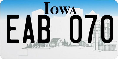 IA license plate EAB070