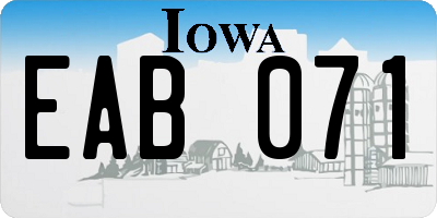 IA license plate EAB071