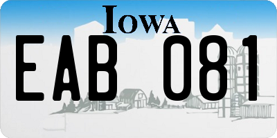 IA license plate EAB081