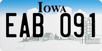 IA license plate EAB091