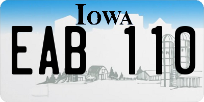 IA license plate EAB110