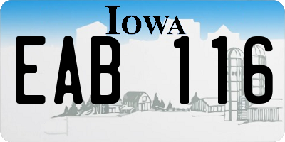 IA license plate EAB116