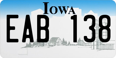 IA license plate EAB138