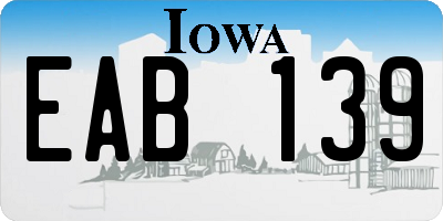 IA license plate EAB139