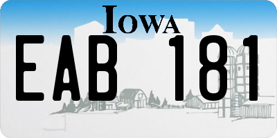 IA license plate EAB181