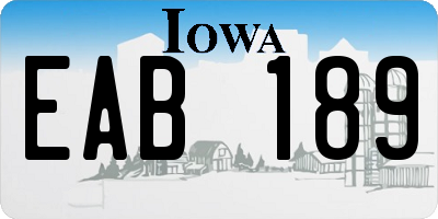 IA license plate EAB189