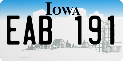 IA license plate EAB191