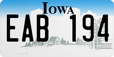 IA license plate EAB194