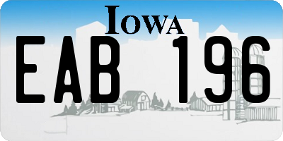 IA license plate EAB196