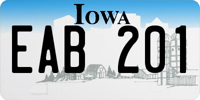 IA license plate EAB201