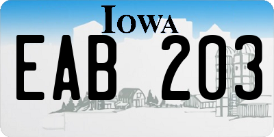 IA license plate EAB203