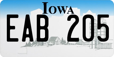 IA license plate EAB205