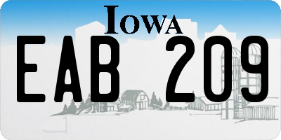 IA license plate EAB209