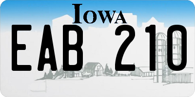 IA license plate EAB210