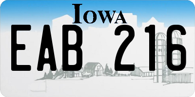 IA license plate EAB216