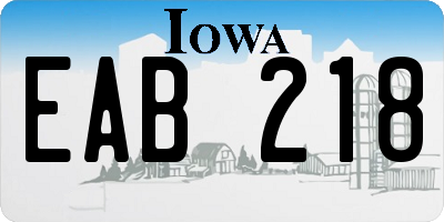 IA license plate EAB218