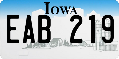 IA license plate EAB219