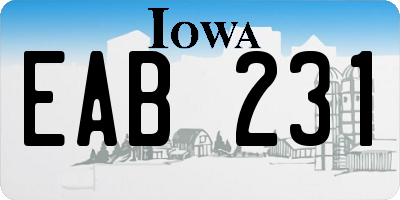 IA license plate EAB231