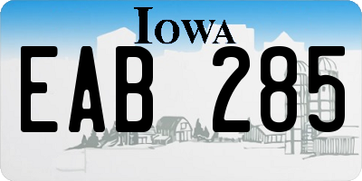 IA license plate EAB285