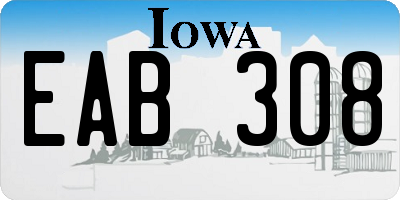 IA license plate EAB308