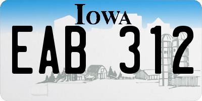 IA license plate EAB312