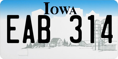 IA license plate EAB314