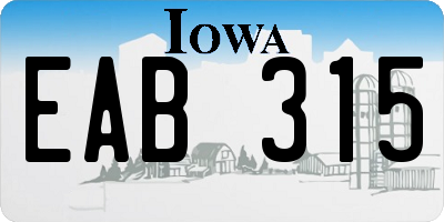 IA license plate EAB315