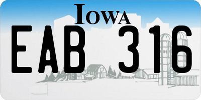 IA license plate EAB316