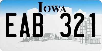 IA license plate EAB321