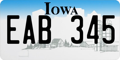 IA license plate EAB345